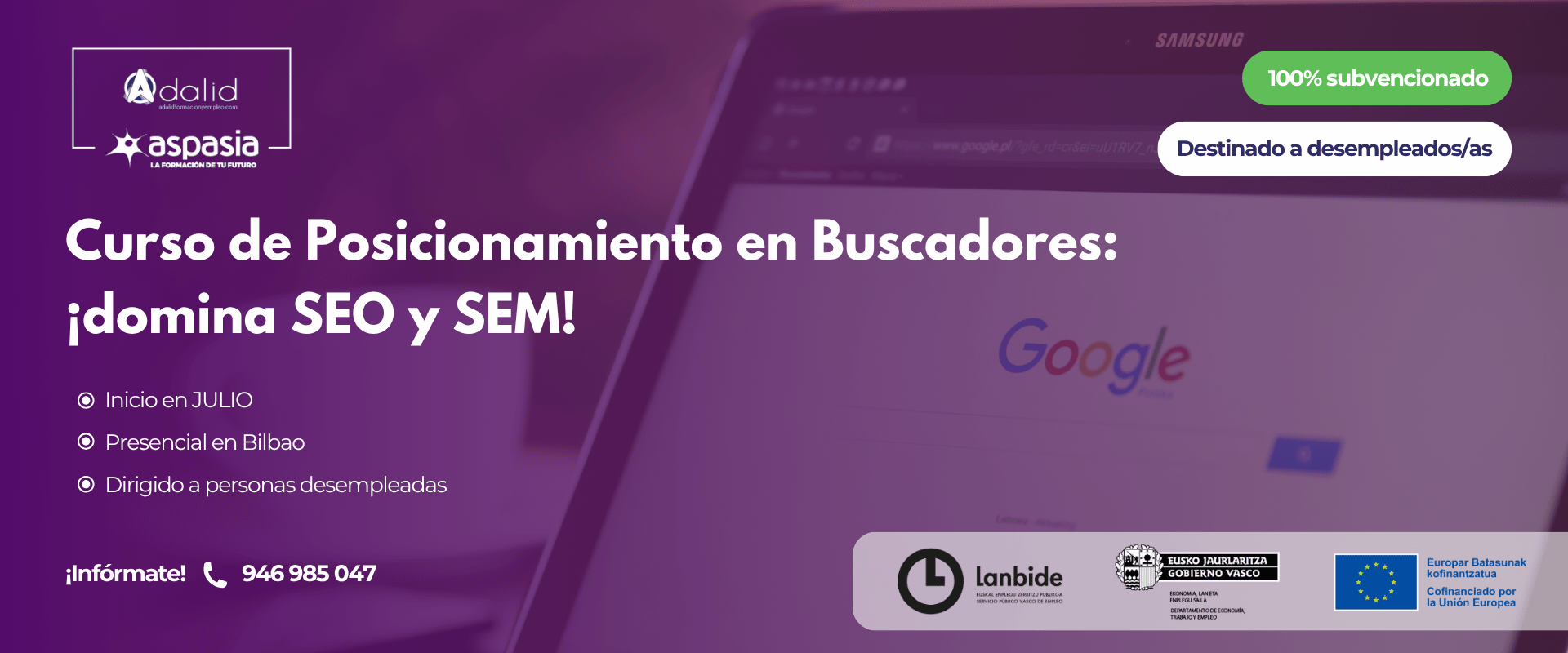 POSICIONAMIENTO SEO Y SEM - Desempleados/as - Bilbao