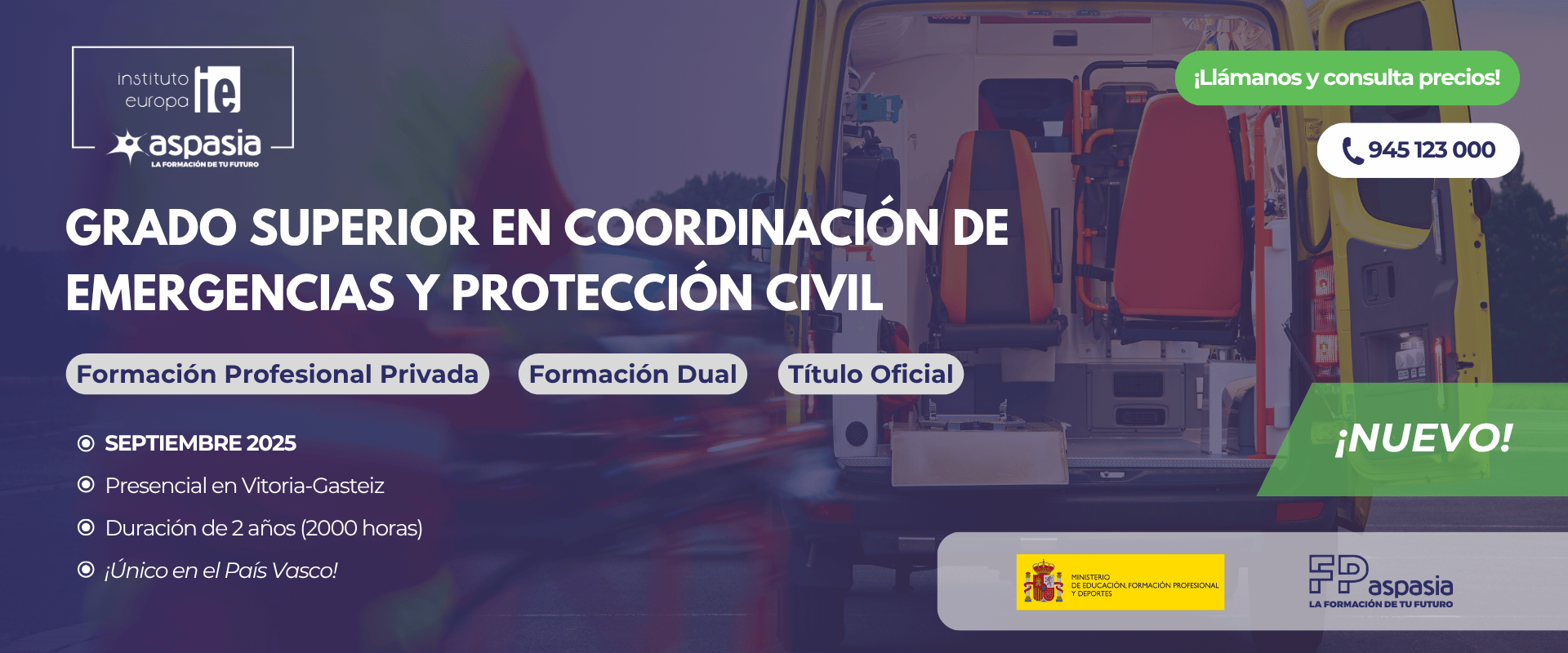 GRADO SUPERIOR EN COORDINACIÓN DE EMERGENCIAS Y PROTECCIÓN CIVIL (Vitoria-Gasteiz) - Presencial Privada - Consultar precios