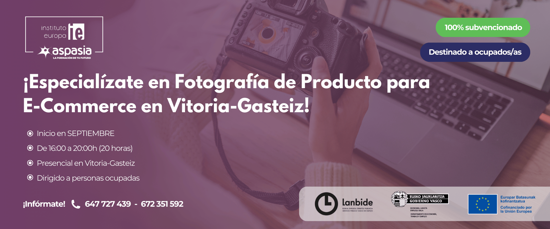 FOTOGRAFIA DE PRODUCTO PARA E-COMMERCE (Vitoria-Gasteiz) - Ocupados/as